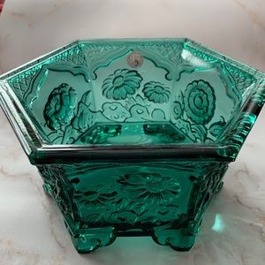 FENTON heavy hexagonal glass bowl